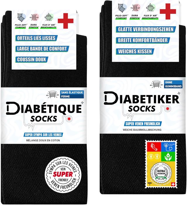 SOXCO 10 Paires chaussettes diabétiques homme, lot de 10 paires