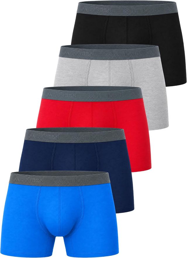 FM London Boxers Lot de 5 pour Homme avec Technologie de Protection Contre Les odeurs HyFresh