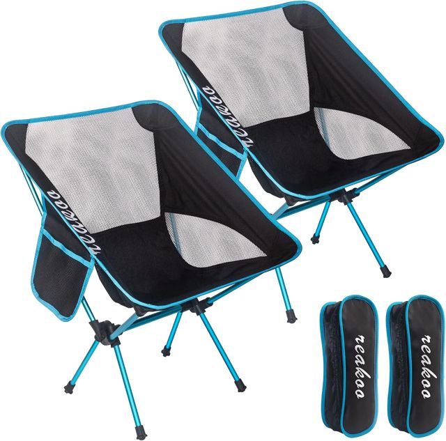 reakoo Chaises de Camping Pliantes Portable Lot de 2, Compacte Ultra Légère et Portable Chaise Pliante Camping, avec Sac de Transport pour l'extérieur, Plage, Pêche, Pique-Nique