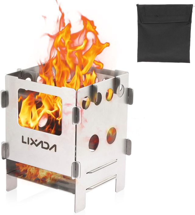 Lixada Réchaud de Camping à Bois Portable en Acier Inoxydable Cuisine de Plein air de Pique-Nique (Type1)