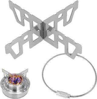 KBNIAN Support Croisé Inox de Casserole Poêle Bouilloire Popote Accessoire pour Réchaud de Camping Réchaud de Randonnée Réchaud à Gaz Réchaud à Alcool Cuisine Extérieure Pique-nique