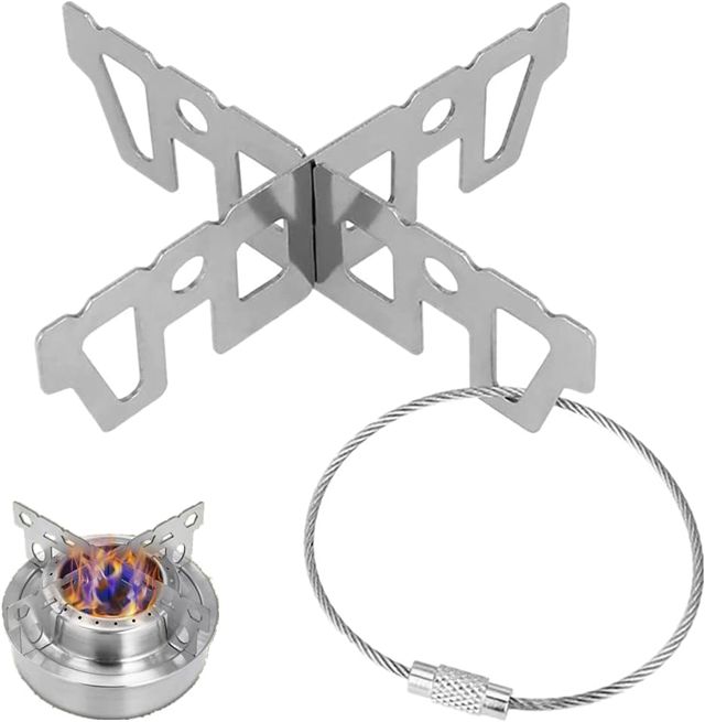 KBNIAN Support Croisé Inox de Casserole Poêle Bouilloire Popote Accessoire pour Réchaud de Camping Réchaud de Randonnée Réchaud à Gaz Réchaud à Alcool Cuisine Extérieure Pique-nique