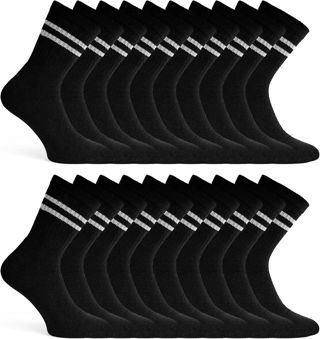Basic Treasure Lot de 20 Paires Chaussettes de Tennis Unisexe, Coton