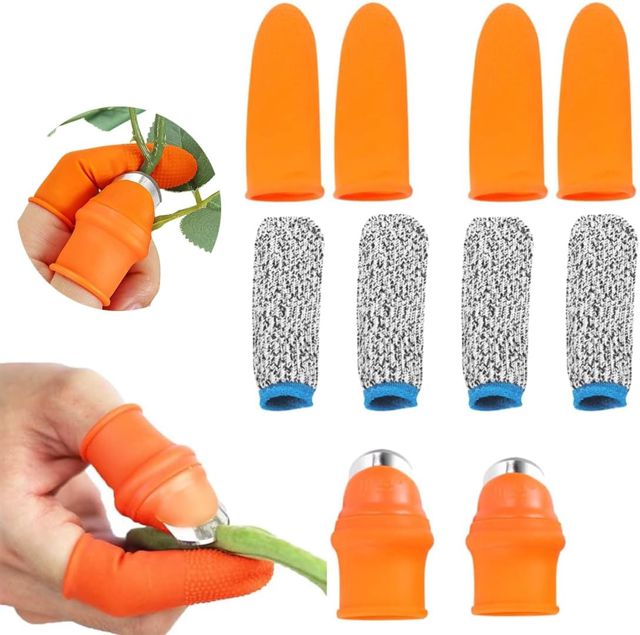 SGERUFZ 10 pièces Couteau de Pouce en Silicone de Jardin, Séparateur de Couteau avec Manchon de Doigt en Silicone, Outil de Récolte pour Jardinage, Outillage de Jardin, Deux Tailles, Cadeaux Jardinage