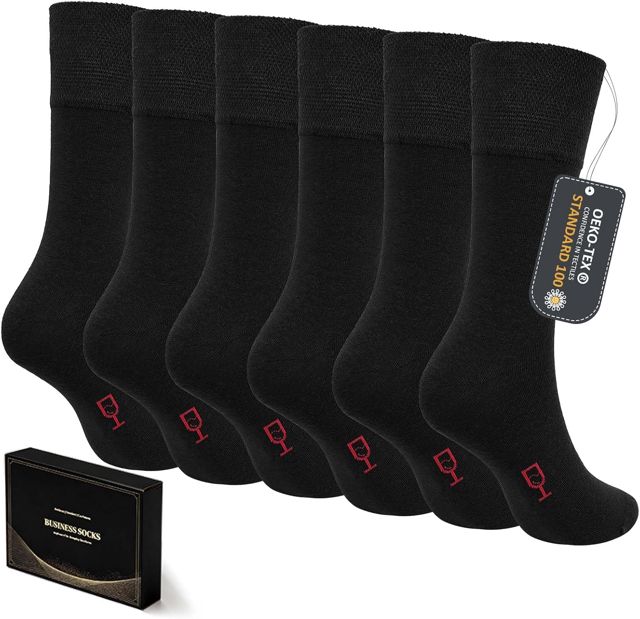 ZAKASA Chaussettes Business Homme Coton: Chaussettes Classiques Mi Mollet Respirantes Sans Couture Idéales pour Bureau Costume Coffret Cadeau 6 Paires