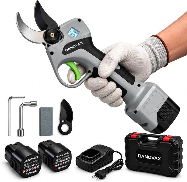Sécateur Électrique, 2 Batteries 2000 mAh, Moteur Brushless