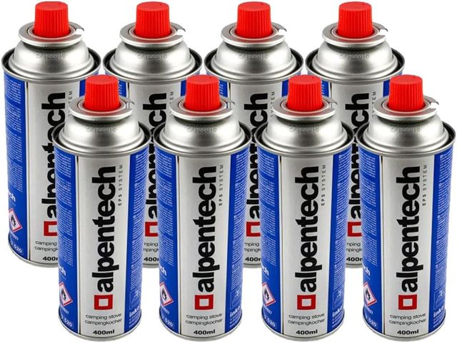 Alpentech - Cartouche gaz Camping 4 x 250g Butane UN2037 encliquetable Recharges pour Désherbeurs Réchauds et Lampes Camping