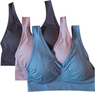 Momolaa Lot de 3 Soutiens-Gorge de Sport sans Fil pour Femmes, Couleur Unie, sans Couture, Soutien-Gorge de Sport Actif, Gilet, sous-vêtements de Base de Sport Soutien Gorge dim sans Armature