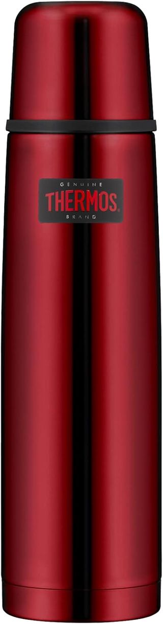 Thermos Light & Compact Stainless Steel Flask, Red, 1 Litre