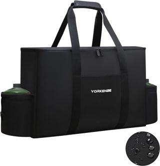 Sac de transport pour réchaud de camping Coleman 2 brûleurs, sac de rangement pour réchaud 1680D, avec double fermeture éclair, 2 poches latérales réglables, convient aux grils/poêles jusqu'à
