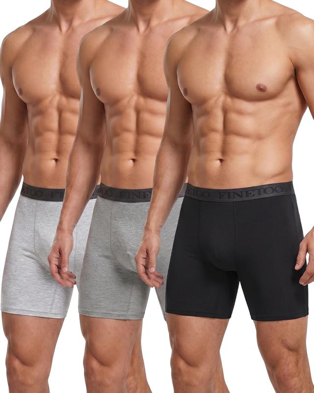 FINETOO Lot de 3 Boxers Hommes en Coton sous-vêtements Hommes Retroshorts Boxer Long Mutipack S-3XL