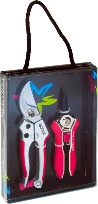 Spear & Jackson CUTTINGSET9P Coffret sécateur et mini-ciseaux rose