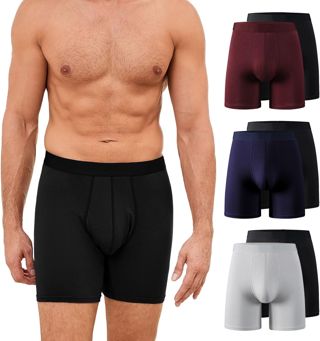 ZAKASA Bambou Caleçons Hommes Boxers: sous-vêtements Long Boxers Ajustés Shorts Homme Ultra Doux et Respirant sans Étiquette 3D Poche Lot de 6