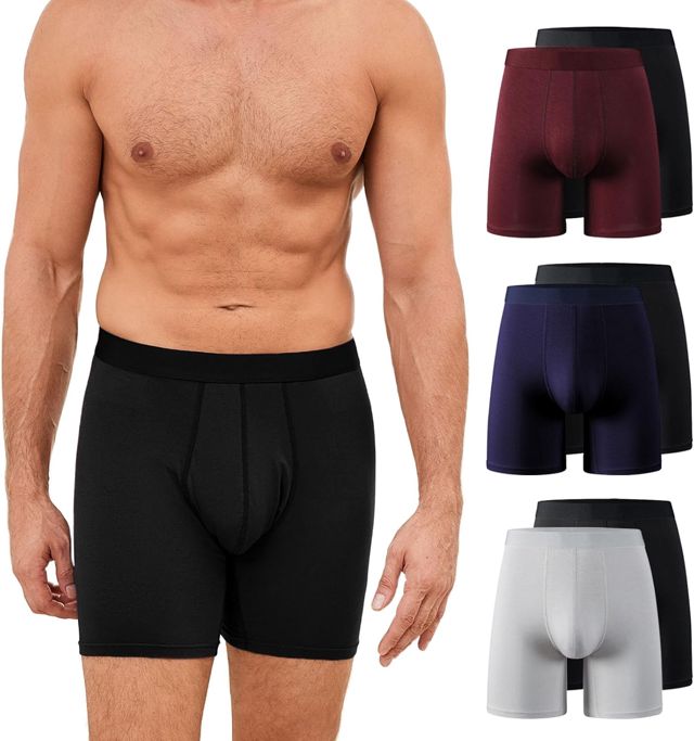 ZAKASA Bambou Caleçons Hommes Boxers: sous-vêtements Long Boxers Ajustés Shorts Homme Ultra Doux et Respirant sans Étiquette 3D Poche Lot de 6