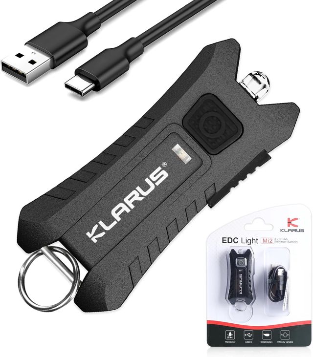 klarus Mi2 Lampe torche porte-clés LED USB C rechargeable 40 lumens Petit porte-clés de poche léger alimenté par batterie Bulid-in