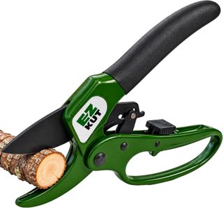 EZ KUT Sécateur Professionnel à Cliquet et à Enclume pour le Jardinage. Sécateur à Main pour Couper des Branches Épaisses jusqu’à 3 cm de Diamètre. Outil Durable avec Lame en Acier SK5 Antiadhésive.