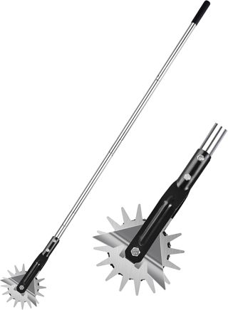 YEELOR Coupe-bordure rotative manuelle, Débroussailleuse Taille Bordure, 3 sections solides en acier inoxydable avec poignée rembourrée - Longueur : 147 cm