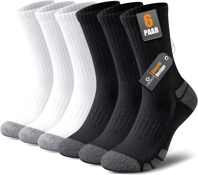 Cirorld Chaussettes Sport Homme Femme, 6 Paires, 80% Coton, pour Running