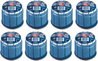 KEMPER - Lot de 8 Cartouches de Gaz 190g – Modèle 200 – Butane Universel avec Système Sécurité STOP GAZ pour Réchaud, Lampe de Camping & Lampe à Souder
