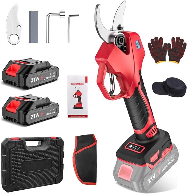 Sécateur Électrique sans Fil 800W, Sécateur Électrique avec Écran LCD et 2x2.0 Ah Batteries, Sécateur à Batterie Léger 1.04 kg, Moteur sans Balais, Coupe Branche Puissante pour Jardin, Ferme (40MM)