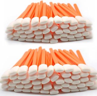 Lot de 100 bâtonnets de nettoyage carrés rectangulaires en mousse pour imprimante à jet d'encre au format solvant, équipement optique Roland (orange)