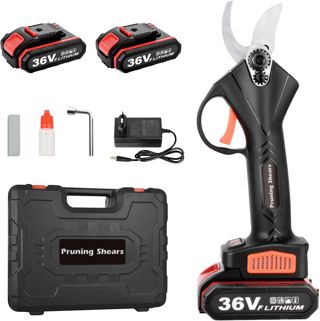 sécateur électrique sans balais, 30 mm Sécateur électrique avec 2 batteries de 36V 2.0Ah, lames en SK5, diamètre de coupe de 20-30mm pour Le Jardinage, Les Arbres fruitiers