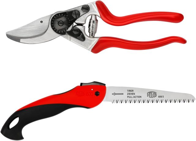 FELCO 8 Sécateur Professionnel Bypass 25 mm pour Main Droite avec Scie Pliante FELCO 600 pour Taille et Élagage