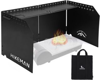 HIKEAMN Pare-brise pour réchaud de camping – Pare-vent d'extérieur pliable pour réchaud à gaz avec un sac de rangement pour camping, randonnée, pique-nique, cuisine (noir)