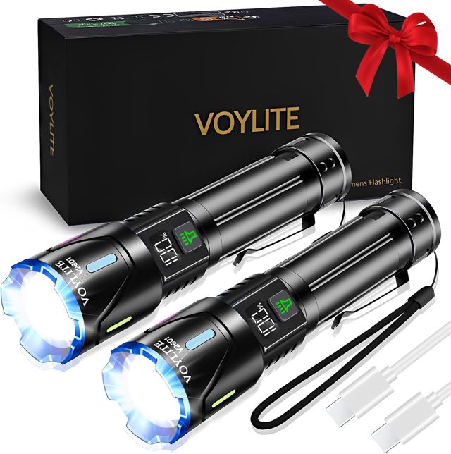 Lot de 2 Lampe Torche LED Rechargeable, 1000000 LM Ultra Puissante
