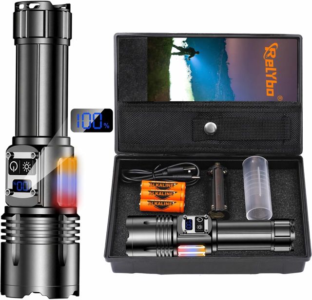 Relybo Lampe Torche Led Ultra Puissante 1,000,000 Lumens avec COB Latérale