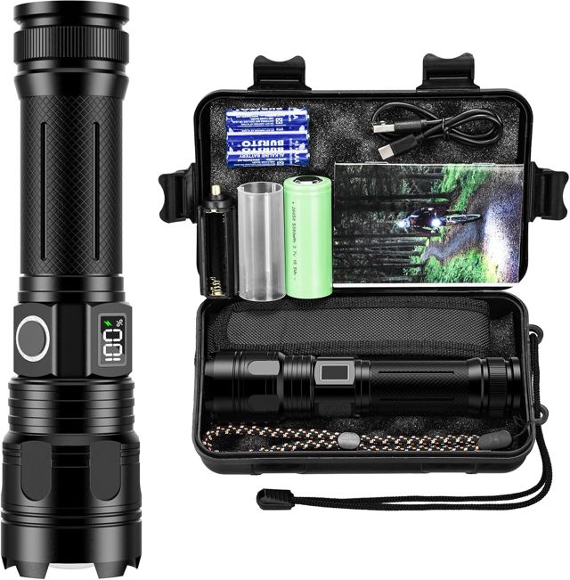 Lampe Torche LED Ultra Puissante 500000 Lumen, Lampe de Poche Rechargeable