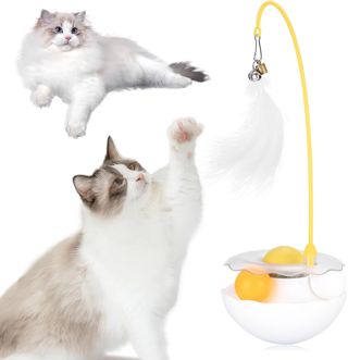 Jouet Interactif pour Chat-Design Coupe avec Cannes Détachables,Plumes,Grelot & Balle à Cataire-Anti-Stress,Effet Longue Durée - Lavable - pour Chats Ennuyés d'Intérieur Jeu Chat(Blanc)