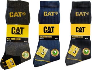 Caterpillar 6 Paires Chaussettes Travail Mi-Mollet - Chaussures de Sécurité - Pointe et Talon Renforcé - Coton Eponge