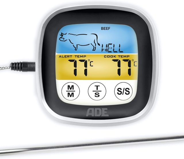 ADE BBQ1600 Thermomètre à Viande numérique Plastique Noir-Argent 19 x 22 x 2 cm