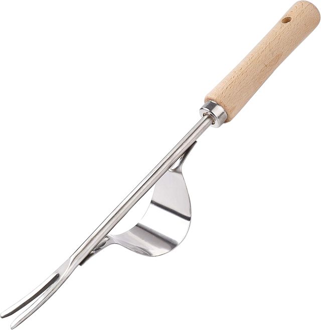 Désherbeur Manuel Garden Outil de Désherbage en Acier Inoxydable avec Poignée Bois Outil de Jardinage pour Désherber Votre Jardin 32cm de Long 1 Pièce