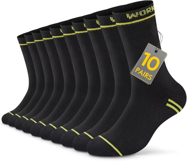 Chaussettes de Travail Homme Lot de 10 Hiver Chaussettes Homme Femme Coton Noir en Éponge Work Socks, OEKO-TEX Standard 100