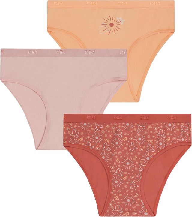 DIM Fille – Culottes Les Pockets Coton x3 | Ultra Douces & Confortables | Ceinture Élastiquée | Motifs Colorés