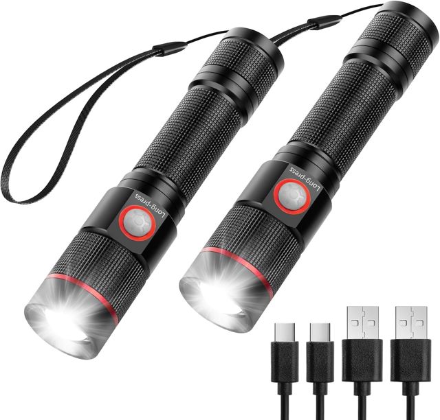 Lepro Lampe Torche Rechargeable USB C Zoomable 5 Modes D’éclairage Lot de 2