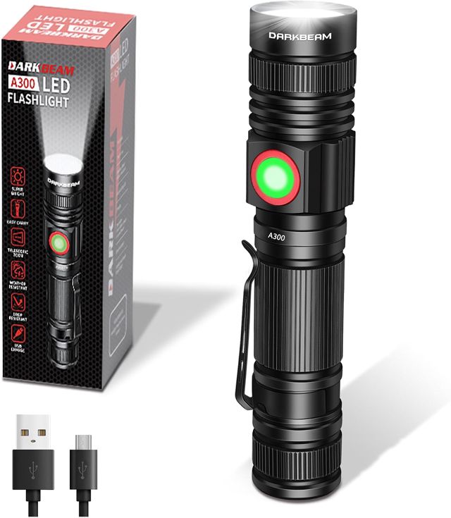 DARKBEAM Lampe Torche LED Rechargeable USB 2000 Haute Lumens, 2 Pack