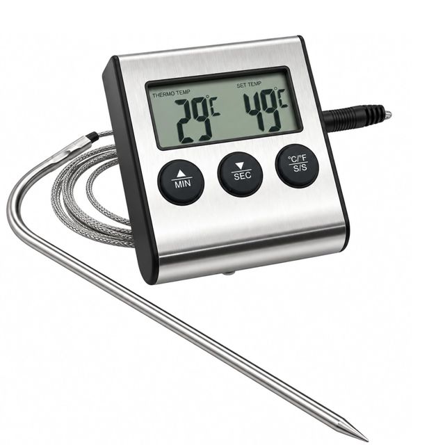 Thermomètre pour Viande Numérique à Inoxydable Sonde avec Grand Écran LCD