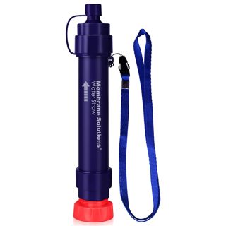 Membrane Solutions Paille Filtrante Survie WS02, amovible 4-étapes 0,1-micron filtre à eau camping, 5.000L purificateur d'eau équipement de survie pour la randonnée voyages et d'urgence, 1 pack