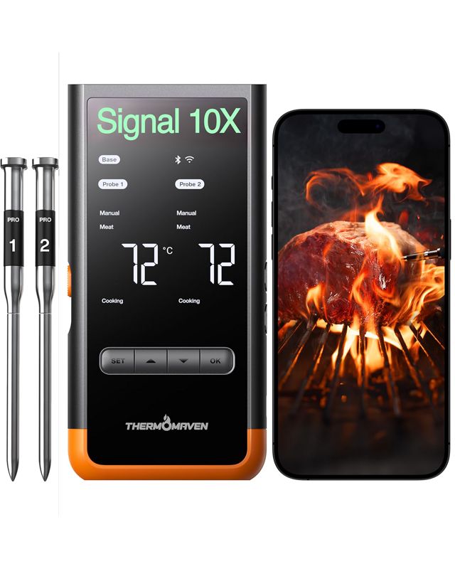 ThermoMaven G2 Thermomètre Cuisine Sans Fil, 2 Sondes, 915 m Sub-1G & Wi-Fi