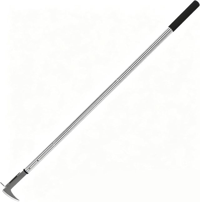 Grattoir à joint anti-mauvaises herbes avec long manche réglable de 138 cm - Désherbeur pour joints de pavés et trottoirs - Grattoir ergonomique avec lame dentelée en acier pour le jardinage