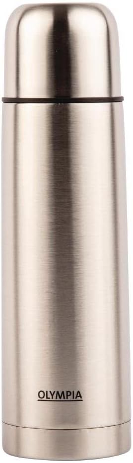 Olympia Bouteille Isotherme en Acier Inoxydable 1 Litre/35 oz, Argenté, Dimensions: 320(H) x 84(Ø)mm, Couvercle Faisant Office de Tasse, Couvercle Verrouillable Anti-Fuite, CN696