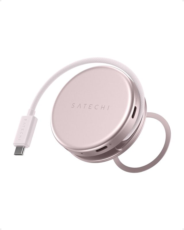 SATECHI OntheGo Hub USB C Magnétique 5 en 1, PD 60W, HDMI 4K, Rose Poudré