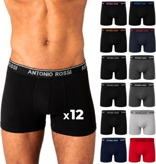 ANTONIO ROSSI Lot de 12 Boxers Homme en Coton, Caleçons Doux et Respirants