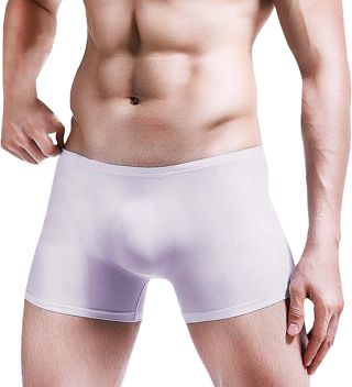 Boxer d'été en Soie glacée pour Hommes, poinçon 3D, Sexy, Transparent, pour Jeunes, Ultra, Respirant sous-vêtements pour Hommes Jambes Longues