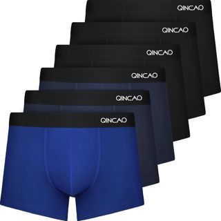 QINCAO Boxer Homme Coton Peigné Lot de 6 Ultra Doux Confort Coupe Ajustée