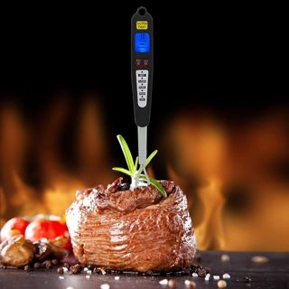 Annadue Thermomètre Numérique pour Barbecue à Viande, Fourchette de Cuisson à Affichage LED à Double Sonde à Lecture Instantanée, Fourchette à Thermomètre pour Four à Griller et Cuisine