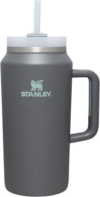 STANLEY Quencher H2.0 FlowState Gobelet isotherme en acier inoxydable avec couvercle et paille pour eau, thé glacé ou café (anthracite, 1,9 l)